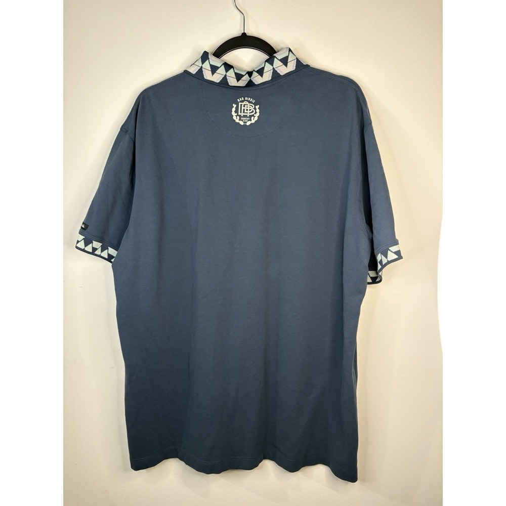 Bad Birdie Polo Shirt Men's XL Golf Aztec Southwest Navy Blue Geometric Collars - Picture 2 of 11